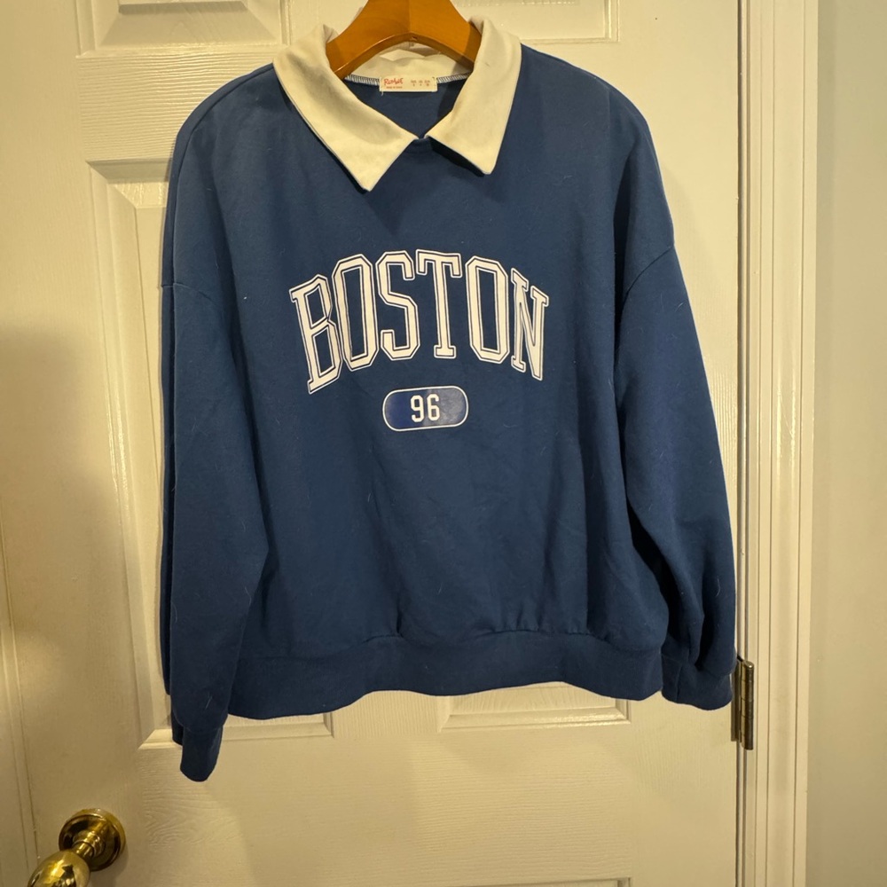 ROMWE Blue Boston Crewneck